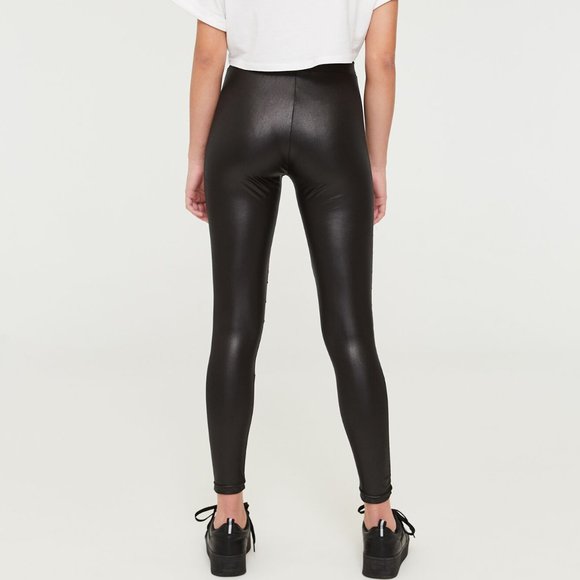 Black Shiny Moto Leggings in S and M - Picture 2 of 3